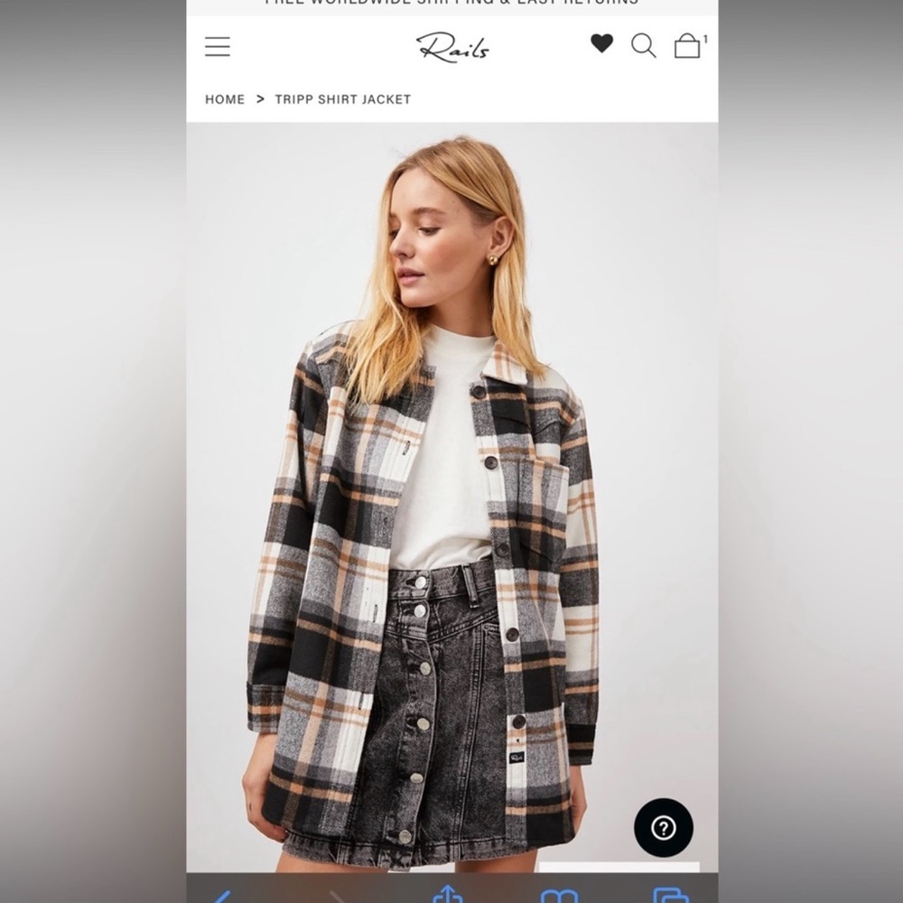 Rails Plaid Shirt Jacket - Black, White, Tan